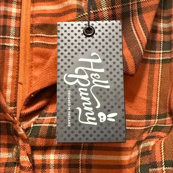 New Hell Bunny Rust Plaid Vintage Dress - Picture 4 of 9